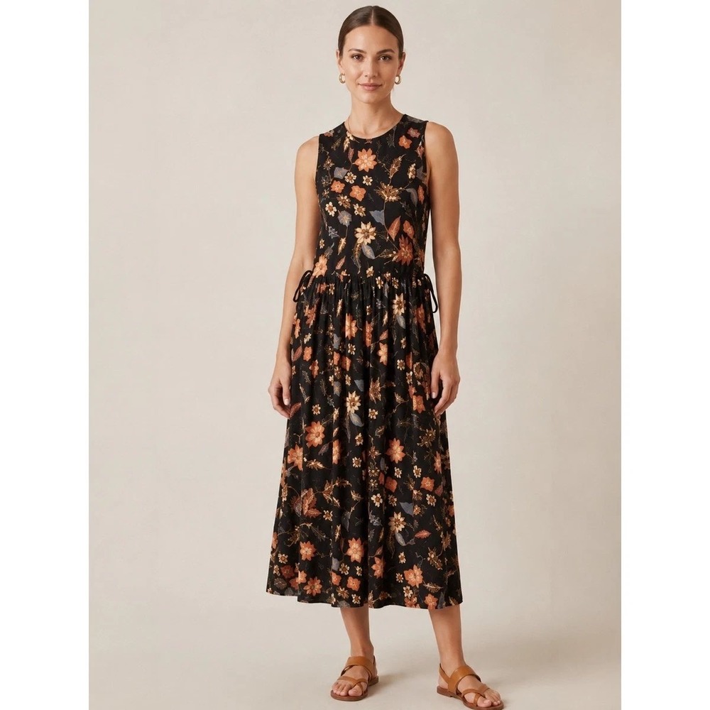 Ulla Johnson Clea Sleeveless Floral Jersey Midi Dress Side Tie Size M